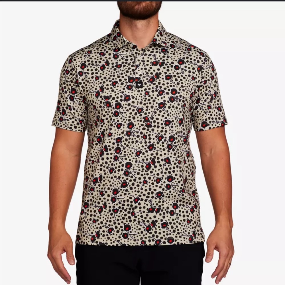 Bad Birdie “Cherry Bomb” Men’s Short Sleeve Golf Polo Shirt – Size Large